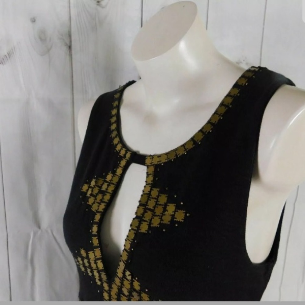 Free People Black Gold Stretch Knit Dress - Picture 4 of 11